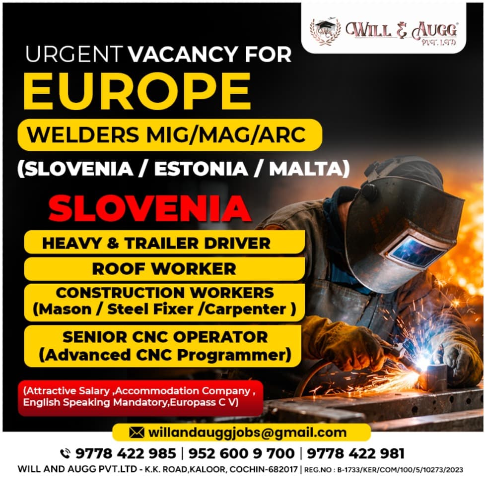 Will & Augg recruitment flyer — skilled trades and welding opportunities in Europe