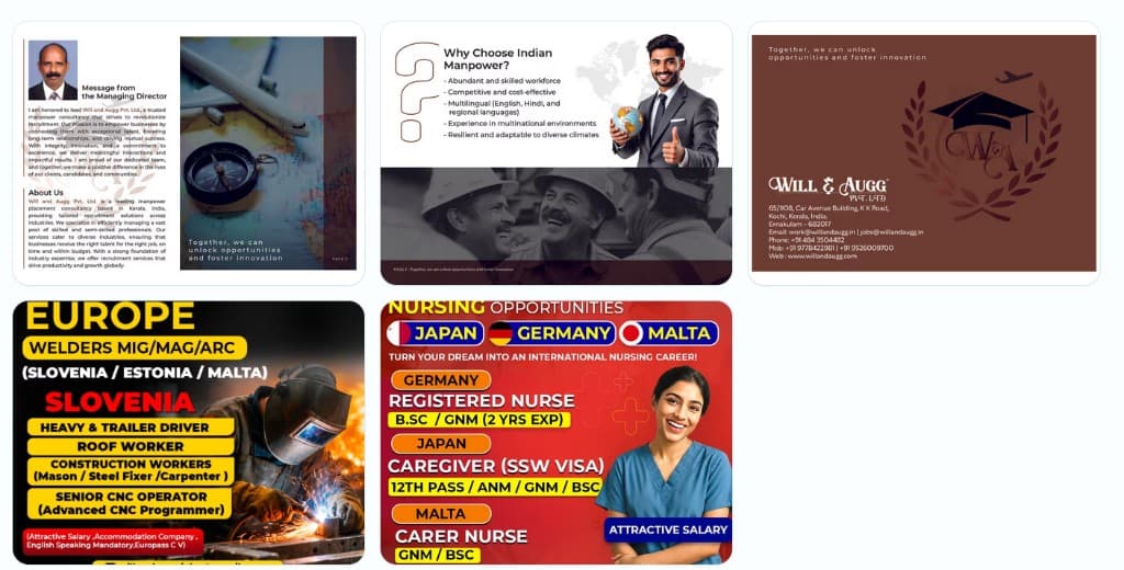 Will & Augg Pvt. Ltd. — managing director message, about the consultancy, why choose Indian manpower, and company contact details